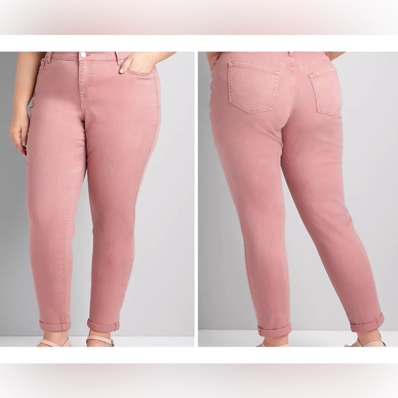 NEW Lane Bryant Pink Signature Fit Boyfriend Mid-Rise Flex Magic Waistband Jeans - Picture 1 of 13